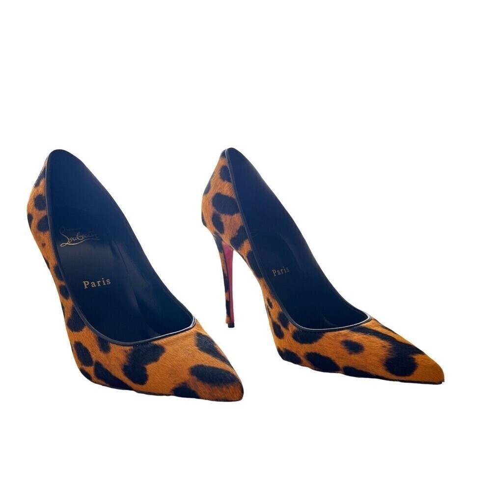 CHRISTIAN LOUBOUTIN Calf Hair Leopard Kate 100 Pumps EU 37 US 7 Spicy